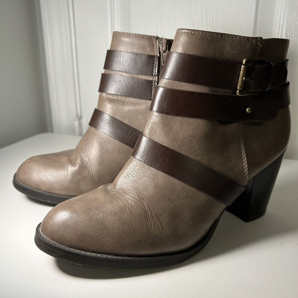 Rampage Boots Womens 8.5 M Vinci Ankle Booties‎ Brown Faux Leather